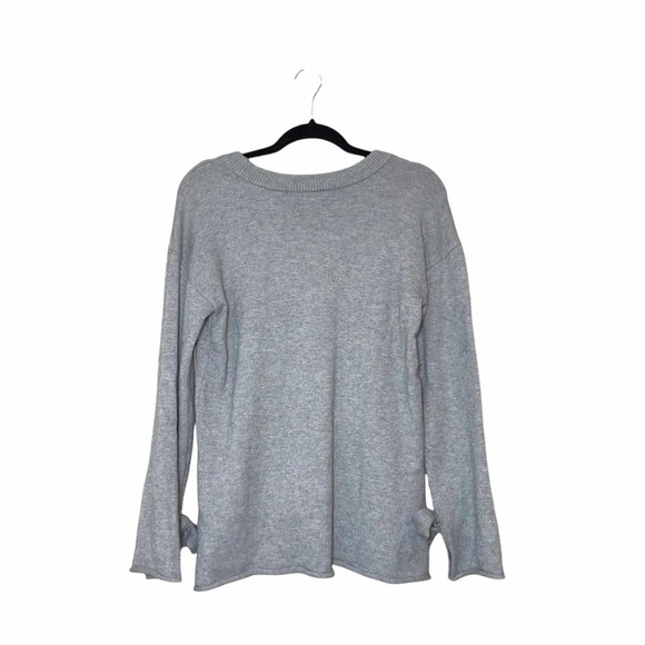 Bar III Light Gray Tie Bell Sleeve Tight Knit Sweater Large Women’s - Picture 7 of 11